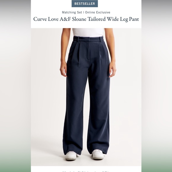 Curve Love A&F Sloane Tailored Wide Leg Pant Navy - Picture 1 of 3